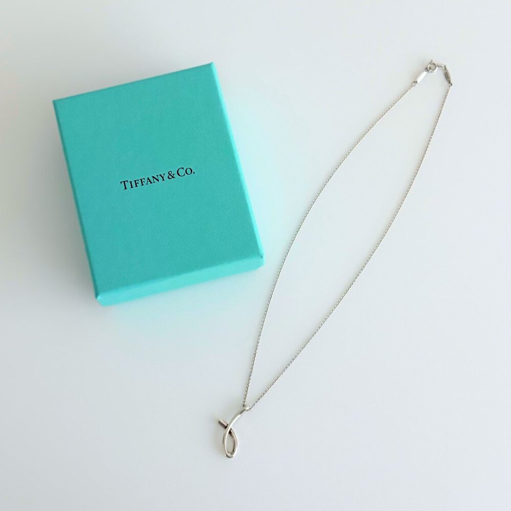 Tiffany Sterling Silver Elsa Peretti Letter J Pendant Necklace